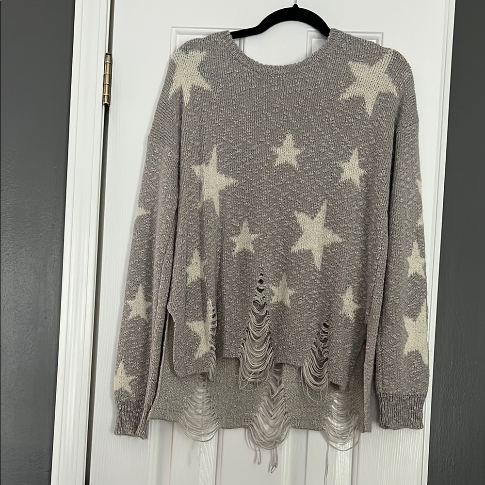 Star Patterned Gray Sweater
